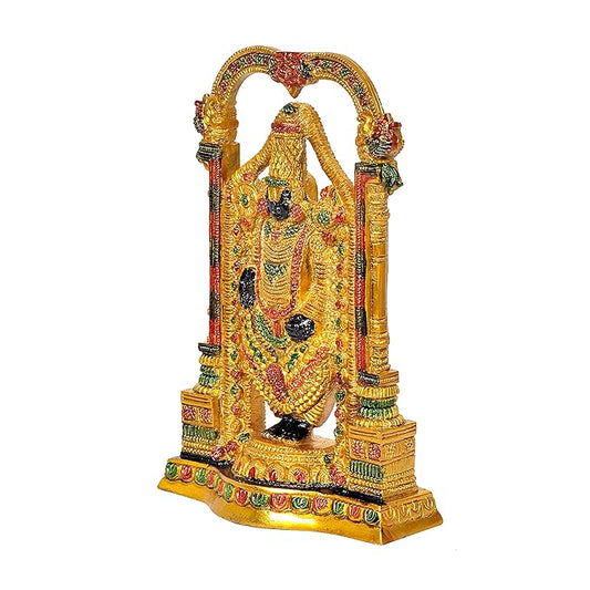 God Tirupati Balaji Sri Venkateswara Idol Spiritual - Brass Height 8.0 Inches Width 5.5 Inches Depth 2.25 Inches