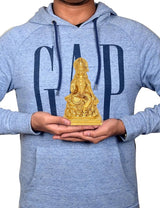 Brass Hanuman Ji statue held in hands, compact 6 inch home temple decor