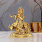 Brass Lord Krishna with Cow Idol Figurine Sculpture Playing Flute Statue Decorative Showpiece, (Height 9 Inch)