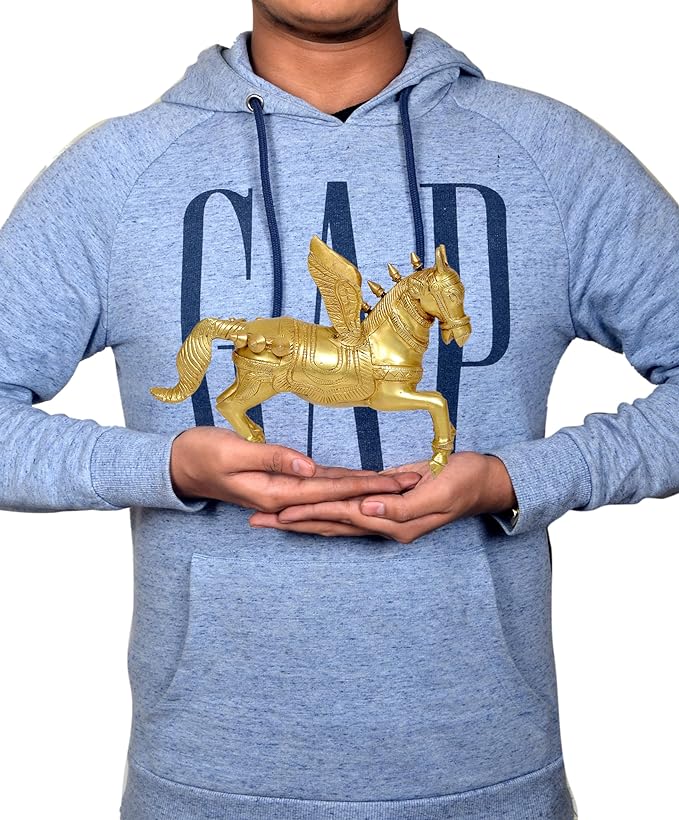 Brass Winged Flying Horse Statue (Height: 9 Inches)