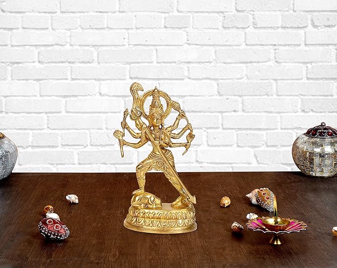 Brass Kali Maa Idol Religious Statue for Home Puja (Height: 8 Inches)