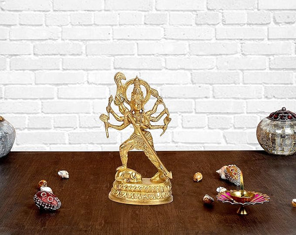 Brass Kali Maa Idol Religious Statue for Home Puja (Height: 8 Inches)