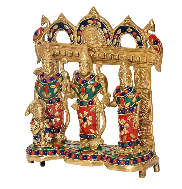Brass Ram Darbar Brass Statue Idol Ram Darbar, for Home Decor Mandir Pooja (Height : 7.5 Inch) Study Setting