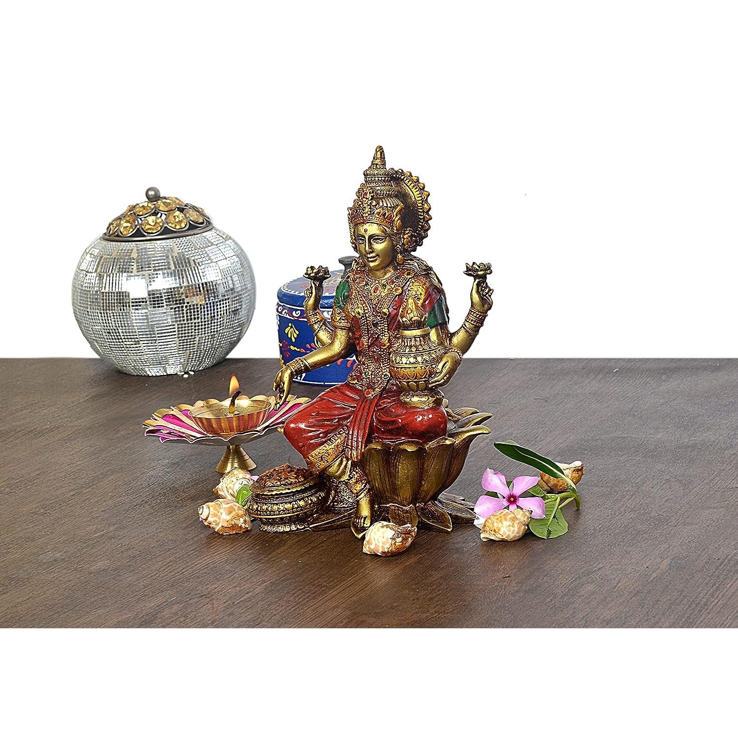 Lakshmi Idol Polyresin Maa Lakshmi for Home & Office Decor |  Height 7.5 Inch | Multicolor