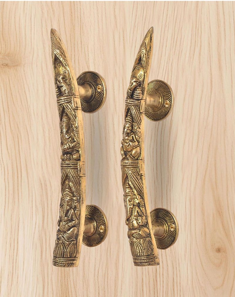 Brass Tuskar Design Ganesha Door Handle Pair (Pack of 2) (Height : 11 inch)