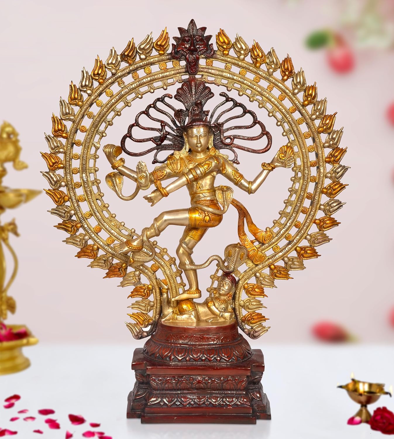 Brass Natraj Lord Shiva Dancing Natraj Brass Idol Statues for Home Decor and Ofice Multicolor (Height: 28 inch)