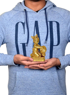 AONA Brass Laddu Gopal Makhan Chor idol held in hands, 4.5 in height