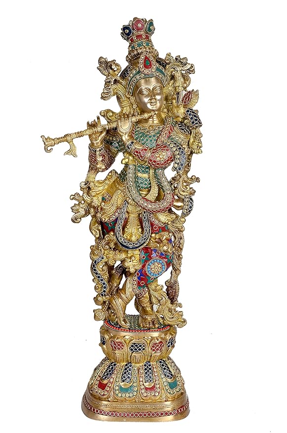 Brass Krishna Big Size Idol Statue Sculpture Height 29 inches