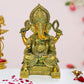 Brass Lord Ganesha Ganpati Idol Vinayak Religious Statue Brass Murti Multicolor (Height 18Inch)