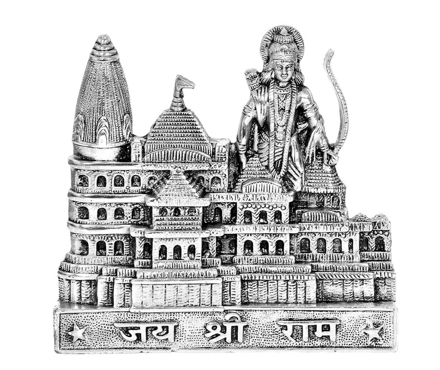 Metal Ram Mandir Architectural Model (Height: 8inches) Silver Craft Detail