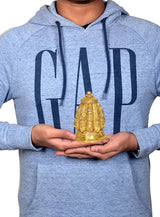 Brass Shiva stupa idol with nine faces held in hands, gold tone