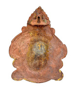 Maa Durga brass wall hanging figurine back, textured finish with central slot