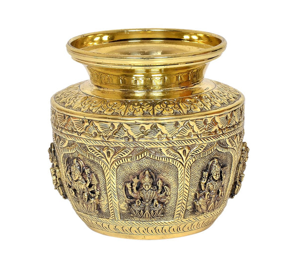 Bronze Ashtalakshmi Kalash Lota Decorative for Home Decor Temple Pooja Mandir,Showpiece (Height: 5 Inch)