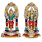 India Lord Vishnu and Lakshmi Ji with Floral Aureole - Brass Statue, Height 9" I Home Decor