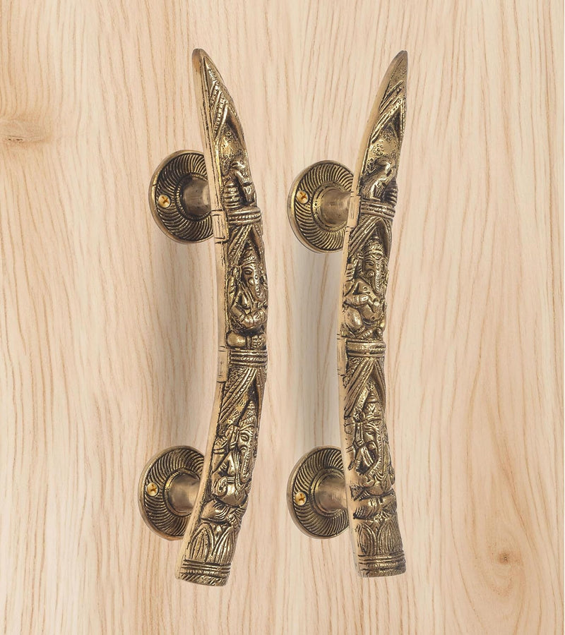 Brass Tuskar Design Ganesha Door Handle Pair (Pack of 2) (Height : 11 inch)