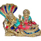 Brass Vishnu Lakshmi Idol Vishnu Lakshmi Sitting on Shesh Naag Height 10 Inch