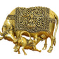 Bronze Cow with Calf for Pooja Mandir Home Templ Decor and Car Dashboard (Height 3 Inch)