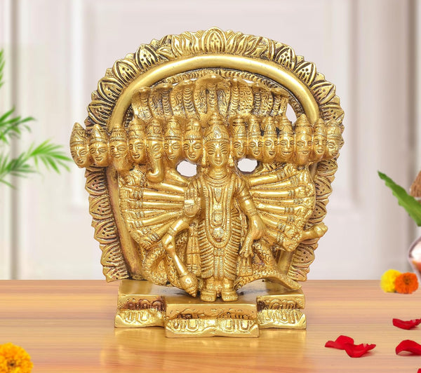 Brass Vishnu Virat Swaroop Avatar Statue Having 15 Faces (Height : 15 inch)