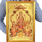 Lakshmi Ganesha Saraswati Gold Foil Poster with Frame Wall Decor Length 20 Inch X Width 14 Inch, Multi