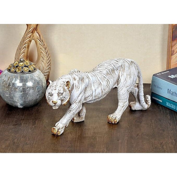 Resin Walking Tiger for Home Decor (Width: 13 Inches) Mandir Setting