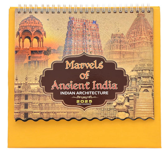 Table Calendar 2025 |Marvels of Ancient India| Indian Architecture Table Top Desk Standing Calendar For Home and Office Table Calendar |12 Months| (Size 8.5 x 9 Inch)