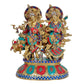 Brass Krishna Radha Cow Statue - Divine Hindu Deity Sculpture for Home Decor and Worship | 18 inch Height