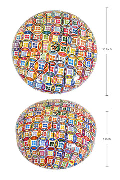 Steel happy drum size view: 10 in and 5 in, yellow multicolor pattern