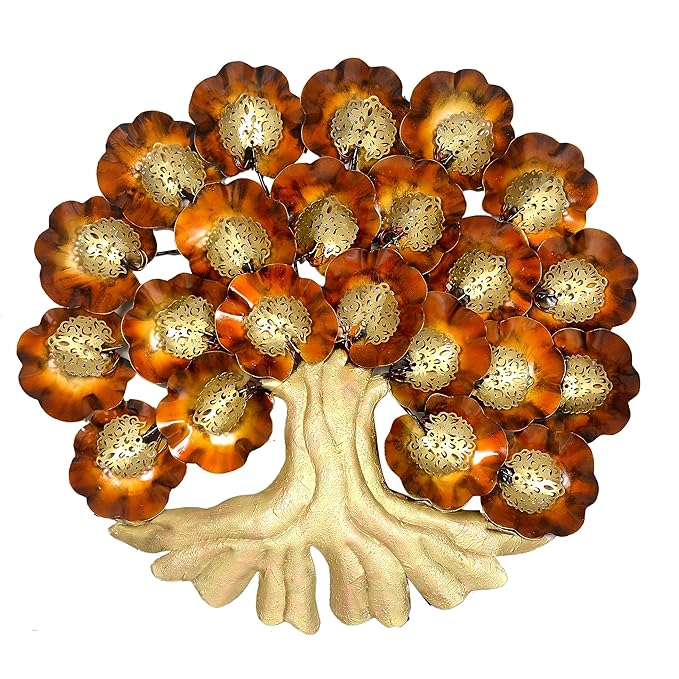 Iron Beautiful Tree Wall Hanging with LED Light (Height: 19 Inches)