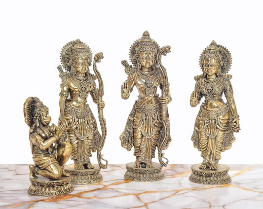 Superfine Brass Ram Darbar detailed murti Sculpture perfect for home mandir (Height: 10 Inch)
