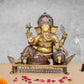 Brass Handcrafted Ganesha Seated on Chowki Idol (Height 16 Inch)
