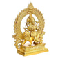 Brass Ashta Bhuja Dhari Simba Vahini Durga Idol, 14.5 X 12 X 4 Inches, Golden, 1 Piece