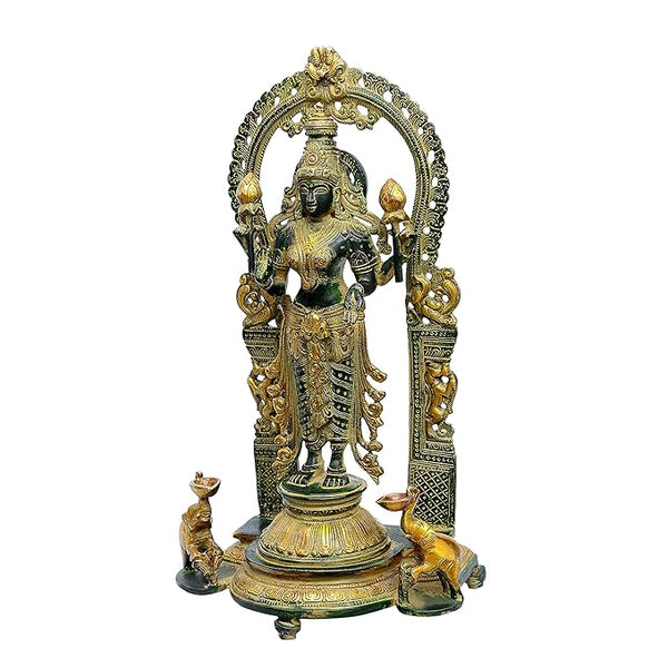 Brass Devi Laxshmi Idol Maa Laxmi Idol for Diwali Pooja for Home Height 16.1 Inch