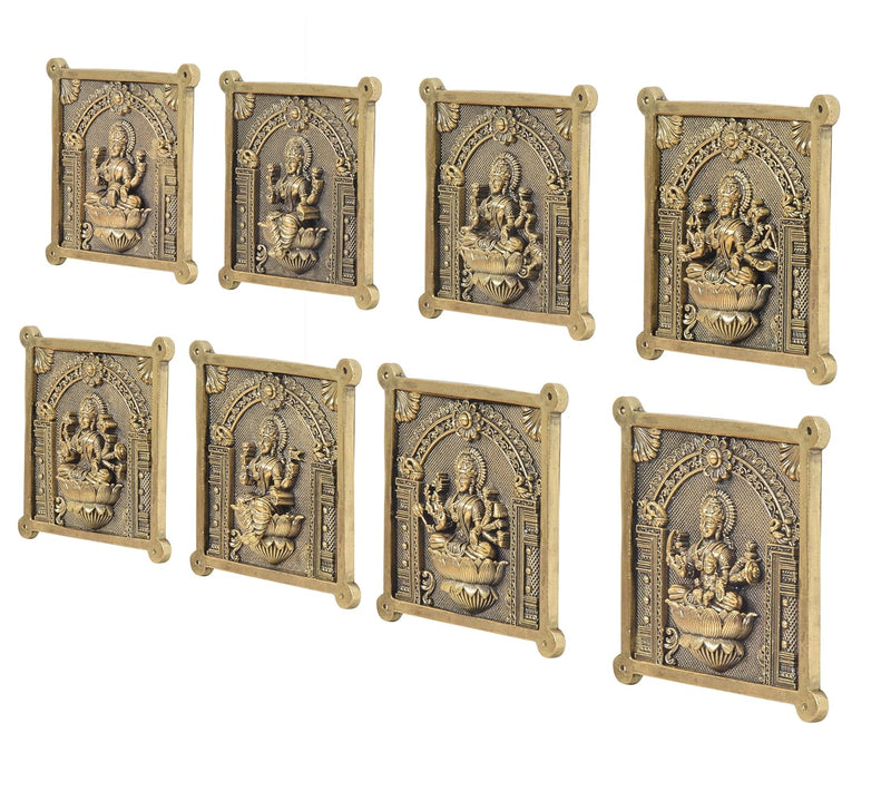 Bronze Goddess Ashtalakshmi Wall Hanging (Set of 8) (Height 4 Inch)