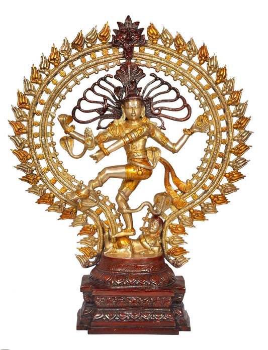 Brass Natraj Lord Shiva Dancing Natraj Brass Idol Statues for Home Decor and Ofice Multicolor (Height: 28 inch)