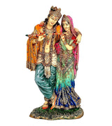 Radha-Krishna bonded-cast style statue, Krishna and Radha standing together on base