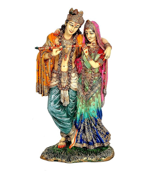 Bonded Bronze Cold Cast Radha Krishna Idol Murti Statue, Height : 11" inches