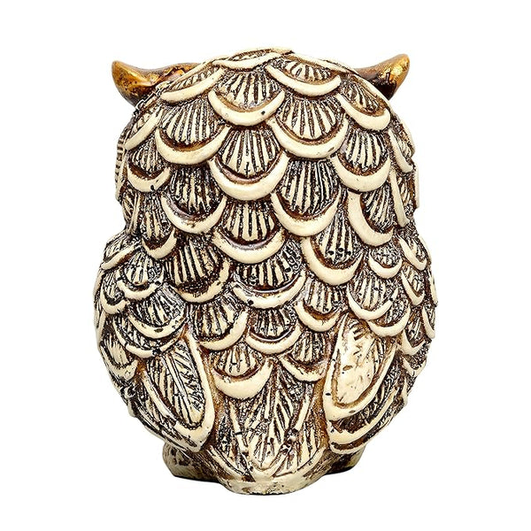 Polyresin Owl Showpieces Statue for Vastu (3.5 X1.5 X 2.5 Inches, White) Study Setting