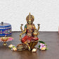 Cold Cast Handcrafted Lord Lakshmi Murti Sitting On Lotus in Resin, Height : 7 inch