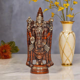 Brass Tirupati Bala Ji idol statue, front view, multicolour ornate detailing, 12 in