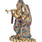 Brass Radha Krishna Idol Statue Inlay Work Religious Statue Height 11 Inch