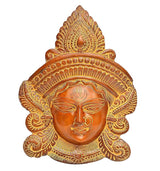 Maa Durga brass face ornament with ornate gold crown detailing
