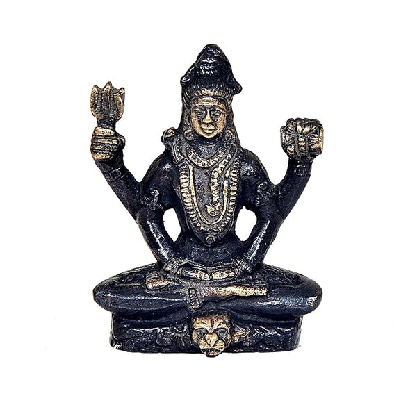 Lord Shiva in Dhyan Mudra Idol Shiva Brass Statue Height 3 Inch Entryway Setting