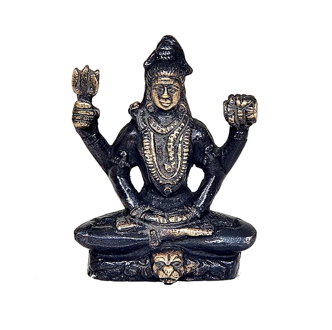 Lord Shiva in Dhyan Mudra Idol Shiva Brass Statue Height 3 Inch Craft Detail