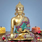 Brass Buddha Statue Stone Work Idol Buddha Religious Statue Height 16 Inch