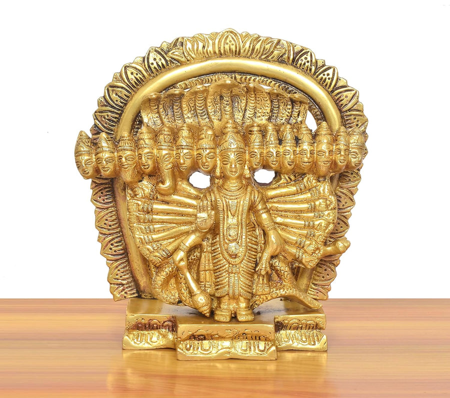 Brass Vishnu Virat Swaroop Avatar Statue Having 15 Faces (Height : 15 inch) Craft Detail
