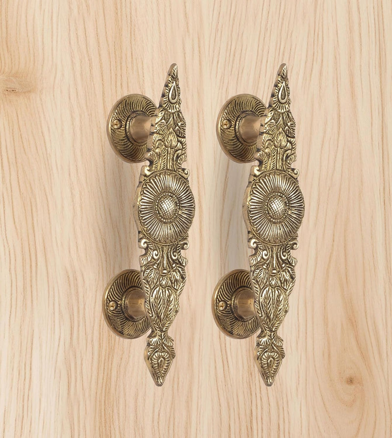 Brass Design Door Handle Pair (Pack of 2) (Height : 9 inch)