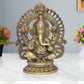 Brass Lord Ganesha Idol Sitting Ganesh Statue Decorative Sculpture for Home Decor Office Mandir Pooja Temple (Height 10 Inch)