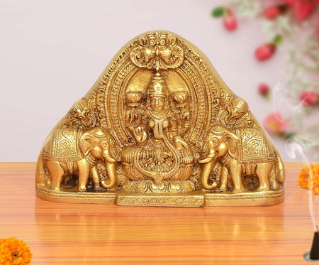 Brass Gaja Lakshmi with Elephants Idol (Height 5 Inch)