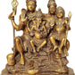 Shiva Parvati with Ganesha Idol Figurine Showpiece Home Temple Decor Decorative Showpiece Golden Height 12 Inch Brass