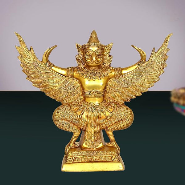 Brass Garuda Statue Idol for Home Decor Golden Color | Height : 12 Inches